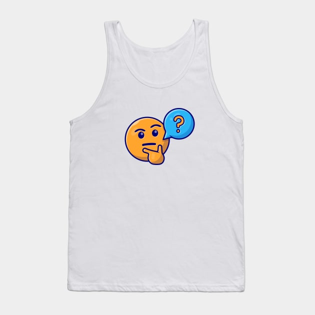 Thinking and Confusing Face Emoticon with Question Speech Bubble Cartoon Vector Icon Illustration Tank Top by Catalyst Labs